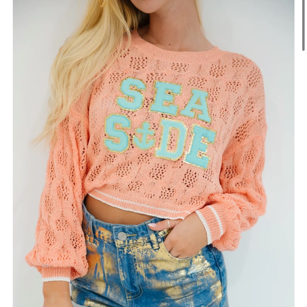 Judith March Embellished Sea Side Crochet Sweater - perfect condition - Small!